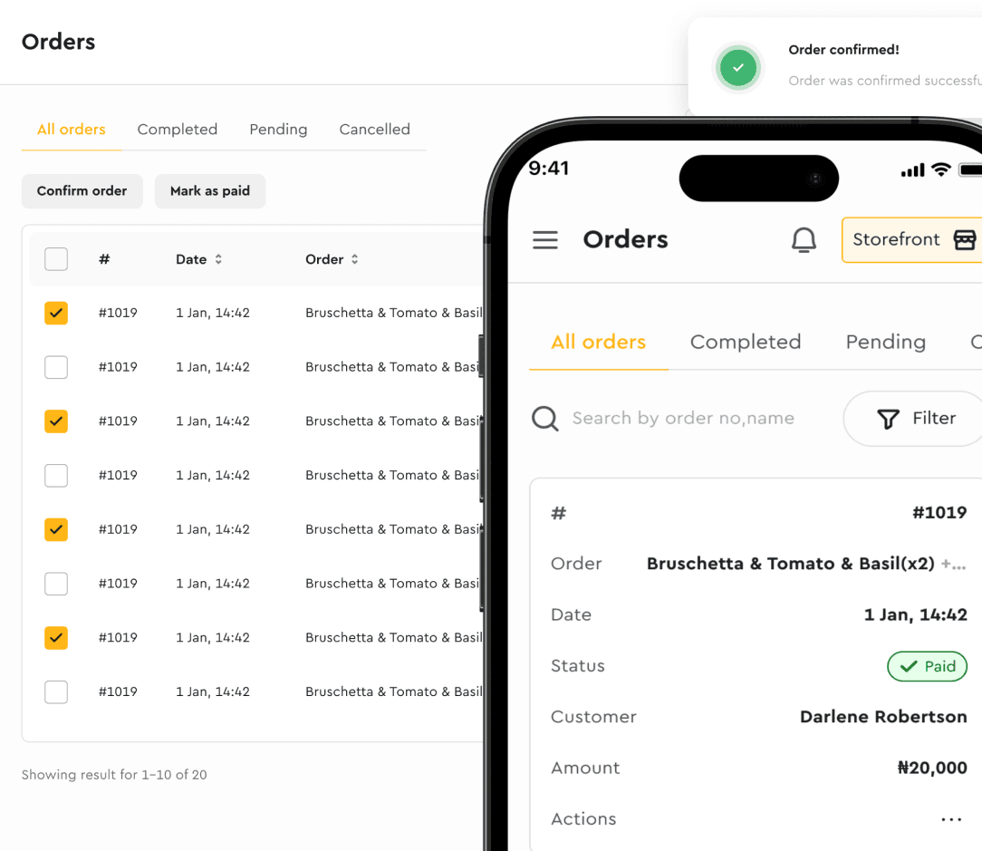 Kodee offers an intuitive dashboard to keep track of orders