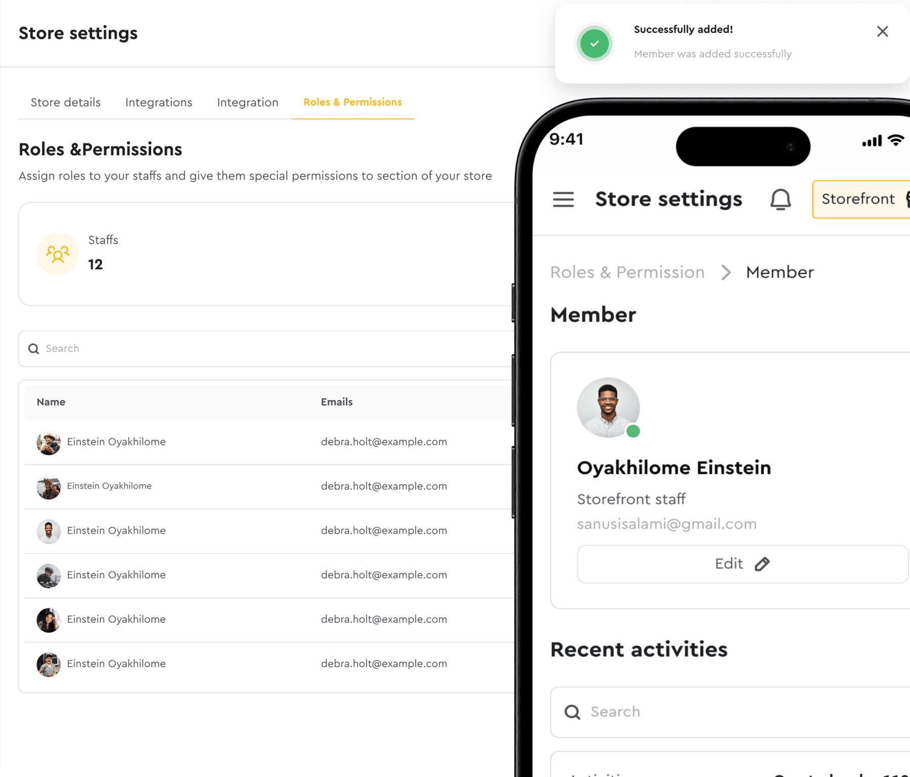 Kodee allows you manage roles and permissions